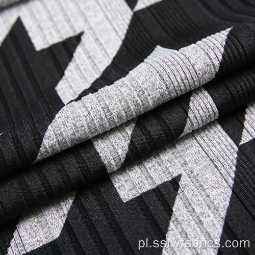 Szary, czarny, specjalny wzór w prążki z geometrycznym nadrukiem